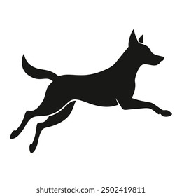 silhouette a dog jumping logo design vector illustration isolated on white background