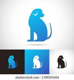 Silhouette of dog logo design set in blue, white and black