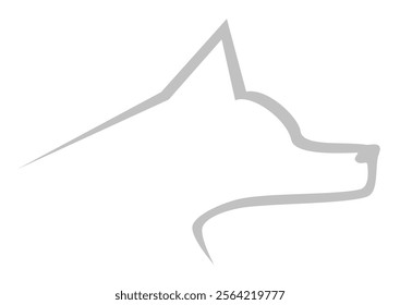 Silhouette of a dog with a long snout. Outline. Outline. Dog logo, design, icon, symbol, vector, illustration.