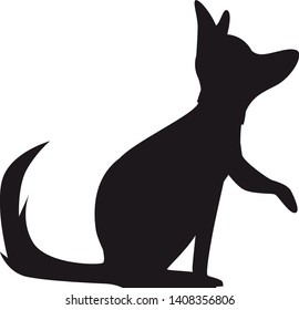 Silhouette of a dog looking up and raising his leg