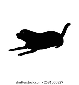 Silhouette of a dog lying down. Dog vector, Dog silhouette, Dog icon.
