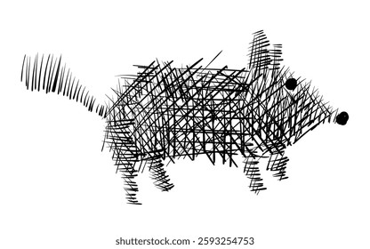 Silhouette dog with messy straight lines vector