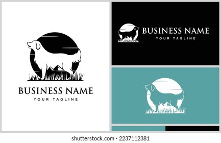 silhouette dog and mountain logo