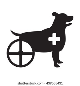 Silhouette Dog on Wheelchair Vector