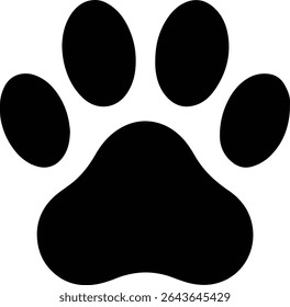Silhouette Dog paw print black and white vector illustration