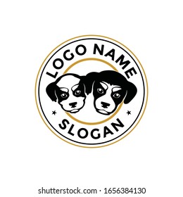 Silhouette dog of pet care logo. Editable EPS vector file. Icon for animal lover, healthy and clinic club community. Vintage modern style. Happy, fun look. Apply to web site, mobile smart phone apps