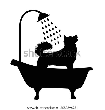The silhouette of a dog shower.