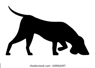 The silhouette of the dog, simple black and white vector illustration.