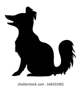 silhouette of a dog sitting on a white background