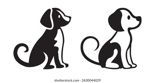 Silhouette of dog sitting vector illustrations