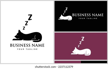 plantilla de logotipo de sueño de perro silhouette