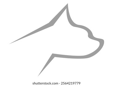 Silhouette of a dog with a small snout. The outline. Dog logo, design, icon, symbol, vector, illustration.