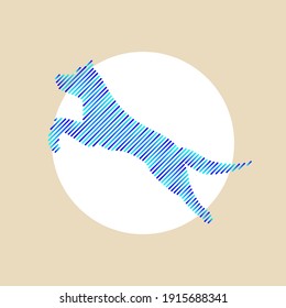 silhouette of a dog from stripes in vector