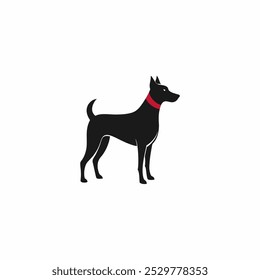 Silhouette eines Hundes im Vektorstil, flach.