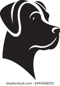 Silhouette Hund Vektorgrafik Logo Design. Vektorgrafik Hund Silhouette Ansichtsseite für Retro-Logos, isoliert auf weißem Hintergrund