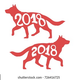 Silhouette of the dog walking, isolated vector illustration for the Chinese Year of the Dog 2018