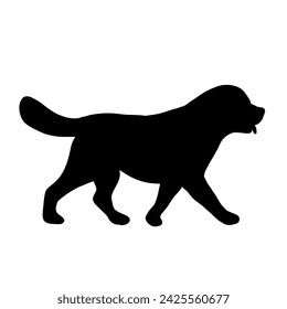 Silhouette of a dog walking.Vector illustration isolated on white.