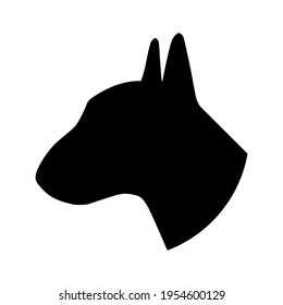 Silhouette of a dog's head in profile. black and white illustration