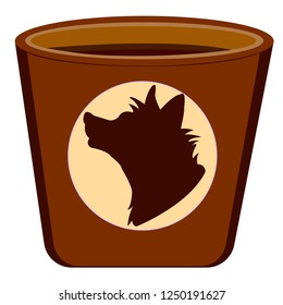 Silhouette of dogs on brown cup. Vector illustration.