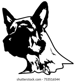 Silhouette of a dog.Vector illustration of german shepherd. Bloodhound