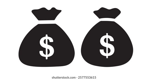 silhouette dollar bag vector on white background