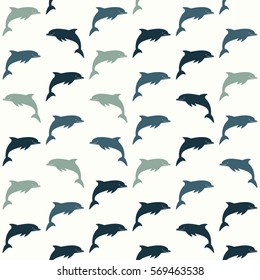 silhouette dolphin background seamless texture sea wave dark blue