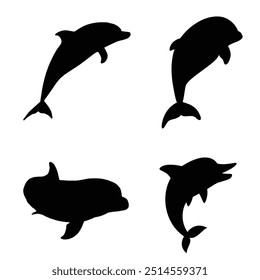 Silhouette Dolphin collection vector illustration.