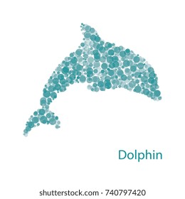 silhouette of dolphin filled with circles of different sizes and degrees of transparency