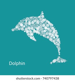 silhouette of dolphin filled with circles of different sizes and degrees of transparency