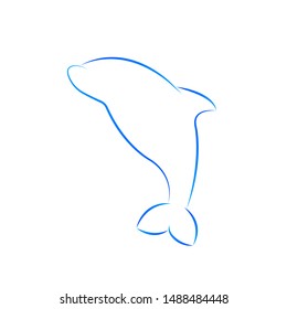 Silhouette of dolphin icon vector illustration isolated on white background. Blue dolphin symbol. Pollution problem concept eco