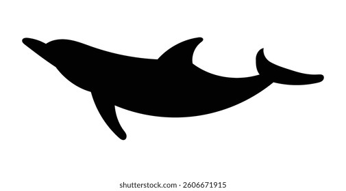 Silhouette dolphin isolated on white background, vector illustration	