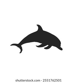 silhouette of a dolphin jumping without background