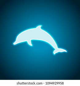 silhouette of dolphin. Neon style. Light decoration icon. Bright electric symbol
