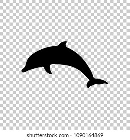 silhouette of dolphin. On transparent background.