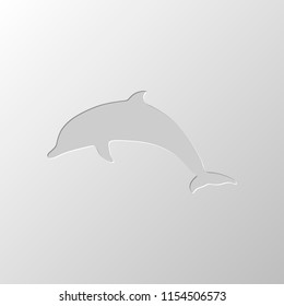 silhouette of dolphin. Paper design. Cutted symbol. Pitted style