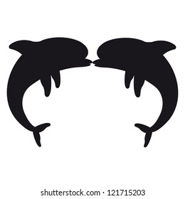 Silhouette of dolphins