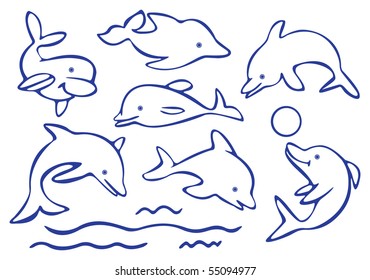 Silhouette of  dolphins