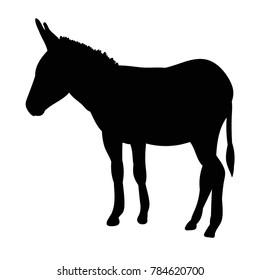 silhouette of a donkey, is going