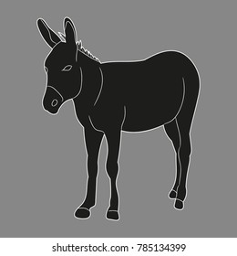 silhouette of a donkey, mule