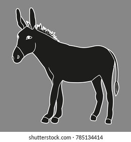  silhouette of a donkey, on a gray background