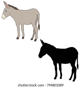 silhouette of a donkey on a white background