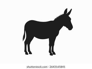 Silhueta de um burro de pé sobre um fundo branco