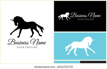 silhouette donkey unicorn horseman equestrian