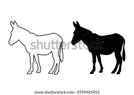Silhouette of donkey vector icon illustration isolated on white background.