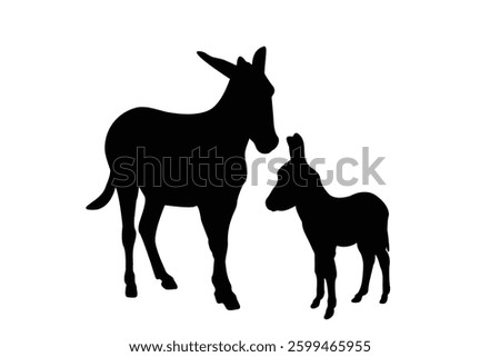 Silhouette of donkey vector icon illustration isolated on white background.