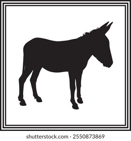 Silhueta da ilustração do vetor do burro no fundo branco.