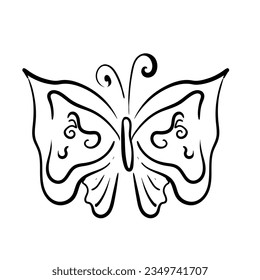 silhouette doodle butterfly winggs decoration for ornament illustration
