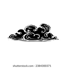 Silhouette, doodle clouds. Vector graphics.