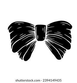 Silhouette, doodle of a festive bow. Vector graphics.