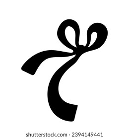 Silhouette, doodle of a festive bow. Vector graphics.